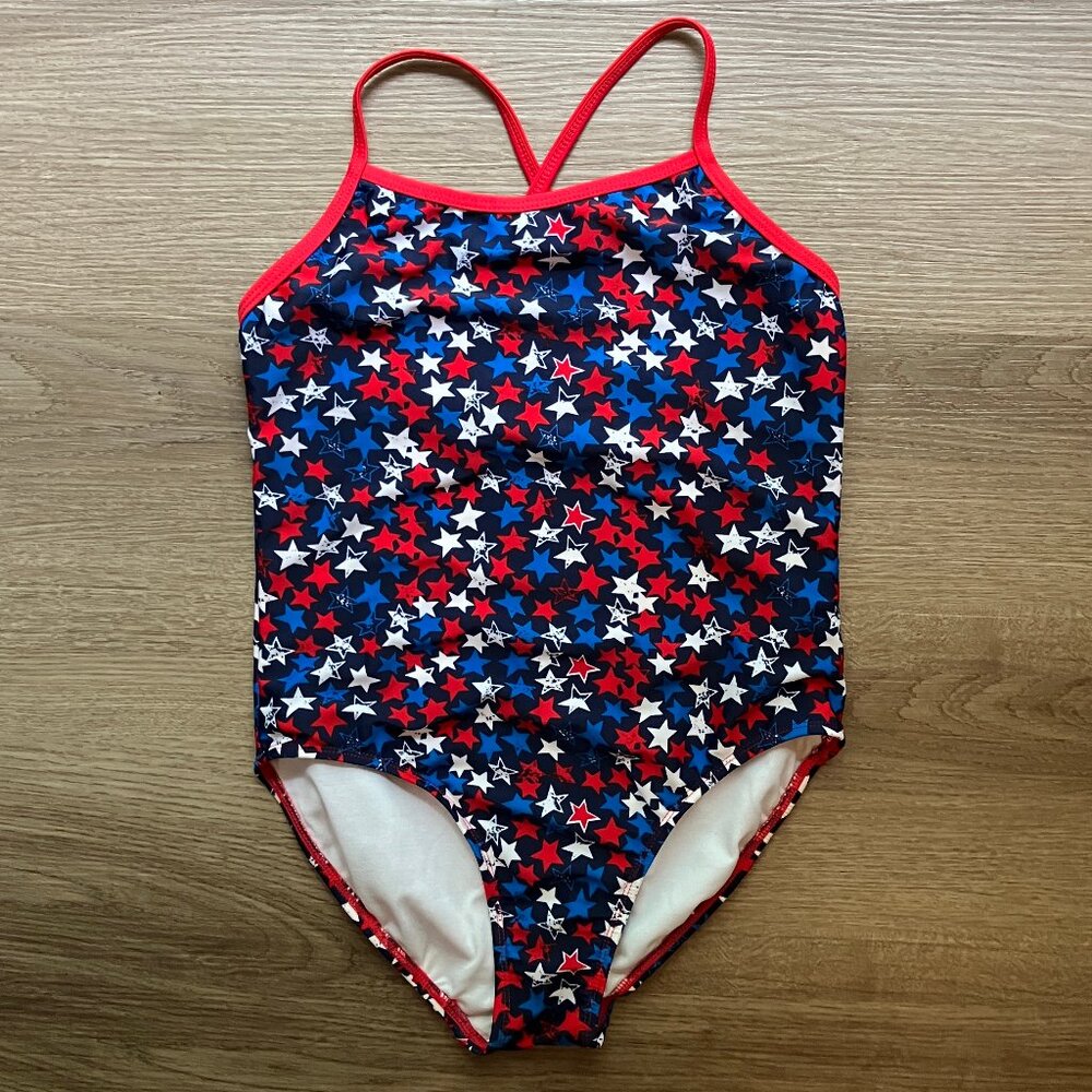 Ocean Pacific 10/12 Red White Blue Stars Patriotic 1-Piece Swimsuit